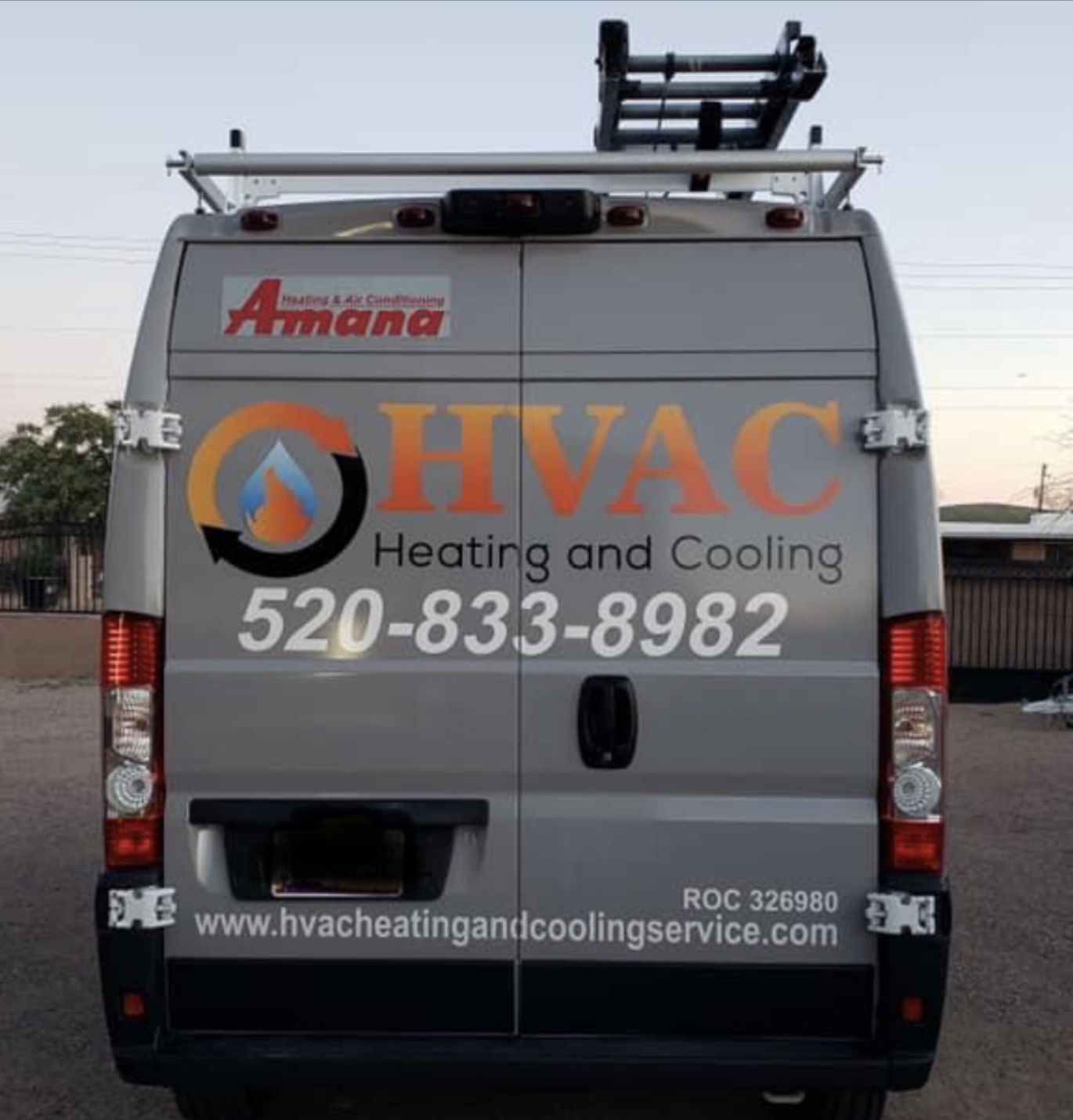 Owner-operated HVAC work van in Tucson, Arizona